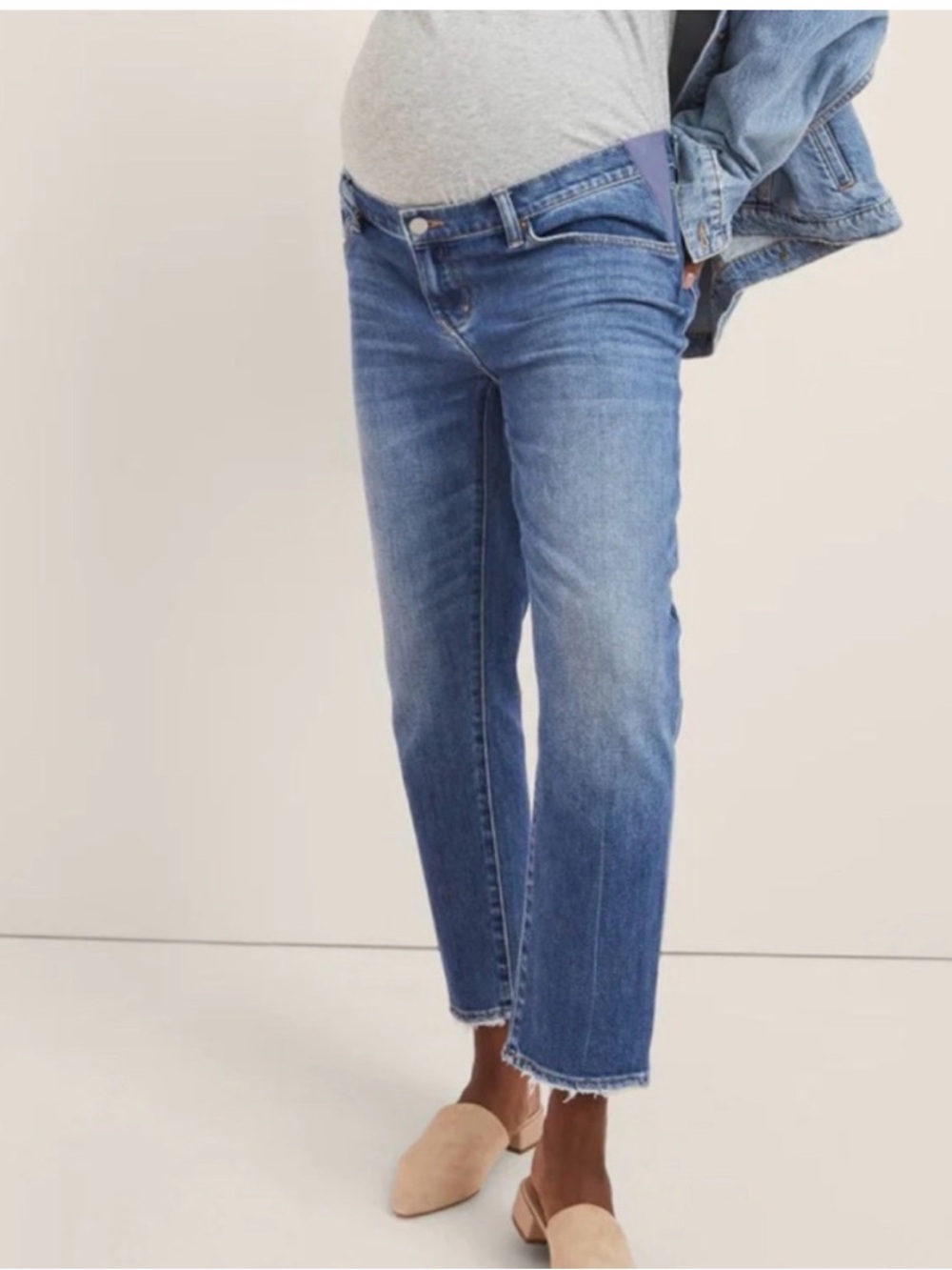 Hatch Maternity Straight-Leg Jeans in Medium Blue